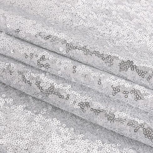 Silver Sequin Backdrop 2 Panels 2FTx8FT Christmas Party Backdrop Curtains | Glitter Photo Background for Wedding Baby Shower Event Birthday Stage Decorations，Sparkly 3MM sequins with 4 inch rod pockets in Saudi Arabia