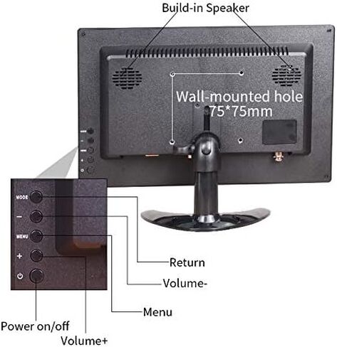 EVERSECU 12 inch HD 1920x1080 IPS LCD HDMI VGA Monitor Screen Input Audio Video Display with BNC Cable for PC Computer Camera DVD Security CCTV DVR Home Office Surveillance in Saudi Arabia