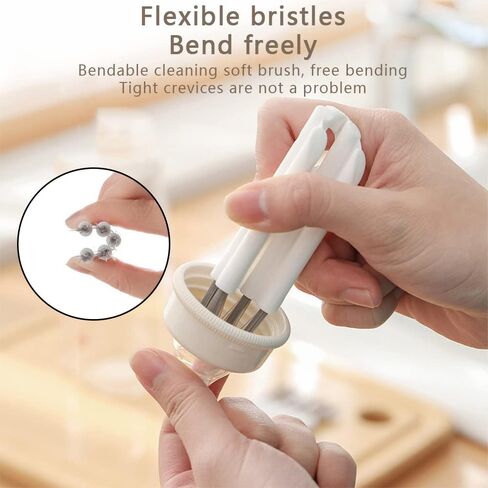 أدوات تنظيف صغيرة، مجموعة فرش تنظيف غطاء فجوة الأكواب، فرشاة تنظيف صغيرة متعددة الوظائف لتنظيف زجاجات الأطفال، نافذة لوحة المفاتيح (أبيض - عبوتان) in Kuwait
