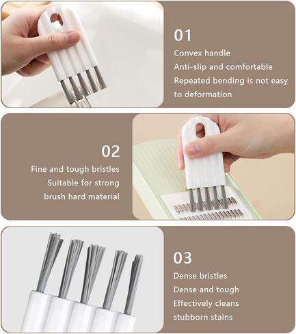 أدوات تنظيف صغيرة، مجموعة فرش تنظيف غطاء فجوة الأكواب، فرشاة تنظيف صغيرة متعددة الوظائف لتنظيف زجاجات الأطفال، نافذة لوحة المفاتيح (أبيض - عبوتان) in Kuwait