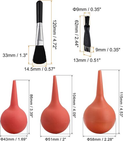 MECCANIXITY 3Pcs Rubber Ball Air Blower Blowing Pump Cleaner Circuits Clean Tool with 8Pcs Black Cleaning Brush Tools Set 4.7, 2 Inch for Laptop/Computer Keyboard in Saudi Arabia
