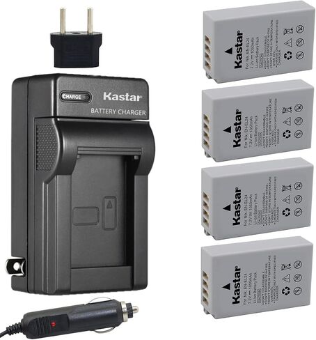 [Fully Decoded] Kastar EN-EL24 Battery (4-Pack) and Charger Kit for Nikon EN-EL24 ENEL24 Rechargeable Li-ion Battery Work with Nikon 1 J5 Camera in Kuwait