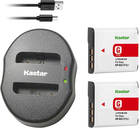 Kastar Battery (X2) & Dual USB Charger for Sony Cybershot DSC-HX5V, DSC-HX9V, DSC-W30, DSC-W35, DSC-W50, DSC-W55, DSC-W70, DSC-W80, DSC-W290, DSC-H10, H20, H50, H55, H70, H90 Battery+ More Cameras in Kuwait