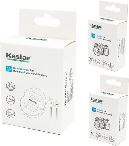 Kastar Battery (X2) & Dual USB Charger for Sony Cybershot DSC-HX5V, DSC-HX9V, DSC-W30, DSC-W35, DSC-W50, DSC-W55, DSC-W70, DSC-W80, DSC-W290, DSC-H10, H20, H50, H55, H70, H90 Battery+ More Cameras in Kuwait