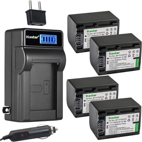 Kastar 1-Pack NP-FH70 Battery and LCD AC Charger Compatible with Sony DCR-SR30 DCR-SR300 DCR-SR32 DCR-SR33 DCR-SR35 DCR-SR36 DCR-SR37 DCR-SR38 DCR-SR40 DCR-SR42 DCR-SR45 DCR-SR46 DCR-SR47 in Kuwait