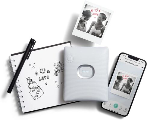 مجموعة أدوات بدء تشغيل الطابعة الذكية Instax Square Link - أبيض رمادي مع ألبوم وفيلم Instax Square (10 عروض) in Kuwait