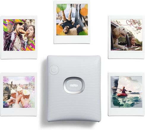 مجموعة أدوات بدء تشغيل الطابعة الذكية Instax Square Link - أبيض رمادي مع ألبوم وفيلم Instax Square (10 عروض) in Kuwait