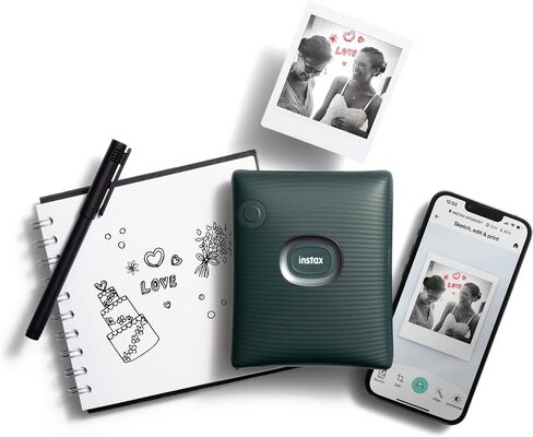 Instax Square Link Smartphone Printer Starter Kit - Ash White with Album and Instax Square Film (10 Exposures) in Kuwait