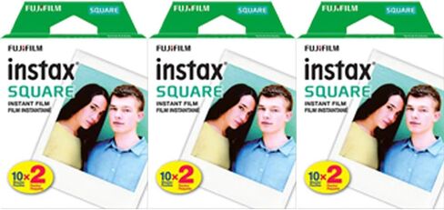 3X Fujifilm Instax Square Instant Film (60 Exposures) + Hanging Photo Frames for Square Film Assorted Colors – Deluxe Accessory Bundle in Saudi Arabia