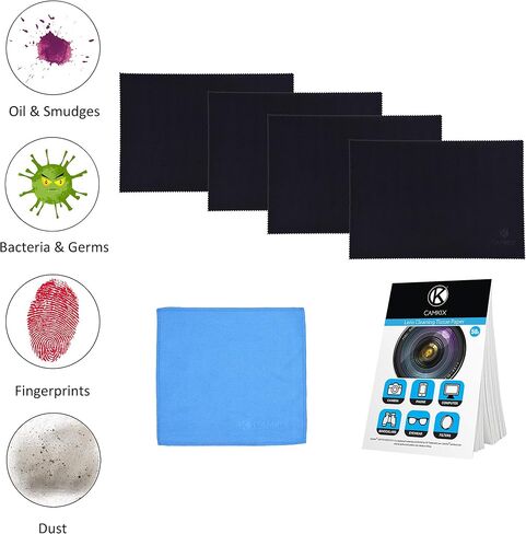 Camkix Microfiber Cover Cloth Cleaning Set - Compatible with Apple MacBook Pro (15-16") - 4X Keyboard Liner Cloth, 1x Double Sided Cloth and 1 x Lens Cleaning Paper Tissue Booklet in Saudi Arabia