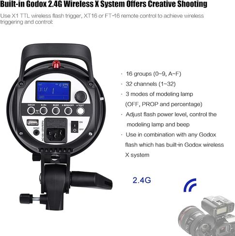 Godox SK300II-V Upgraded Studio Flash Light 300Ws Power GN58 5600±200K Strobe Light Built-in 2.4G Wireless X System with LED Modeling Lamp Bowens Mount Photography Flashes for Advertising Photography in Saudi Arabia