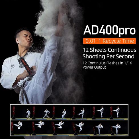 Godox AD400 Pro AD400Pro Outdoor Flash Strobe Light, 400w TTL Portable Strobe Monolight 1/8000s HSS Speedlite, Rechargeable Li-ion Battery, 30W LED Modeling Lamp, 0.01-1s Recycle, 390 Full Power Pops in Saudi Arabia