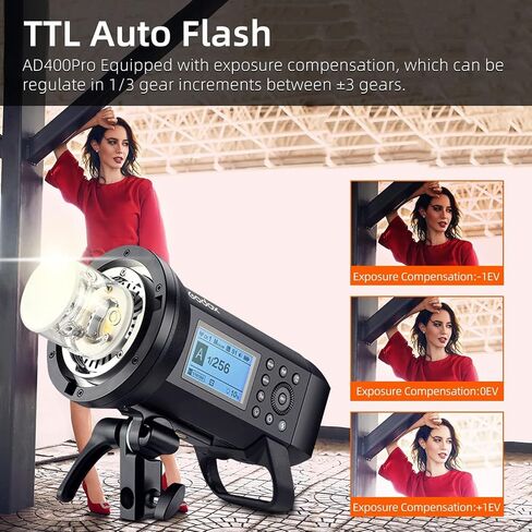 Godox AD400 Pro AD400Pro Outdoor Flash Strobe Light, 400w TTL Portable Strobe Monolight 1/8000s HSS Speedlite, Rechargeable Li-ion Battery, 30W LED Modeling Lamp, 0.01-1s Recycle, 390 Full Power Pops in Saudi Arabia