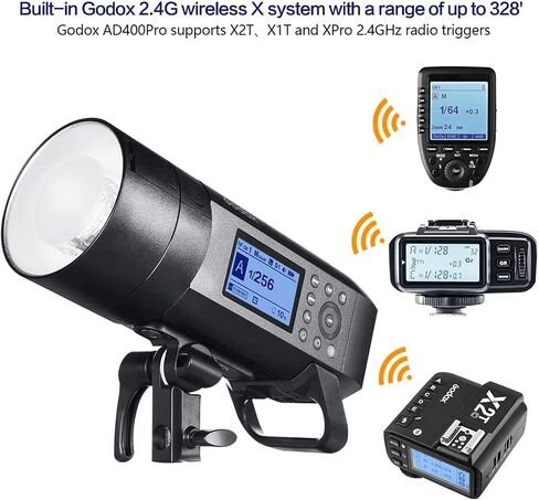 Godox AD400 Pro AD400Pro Outdoor Flash Strobe Light, 400w TTL Portable Strobe Monolight 1/8000s HSS Speedlite, Rechargeable Li-ion Battery, 30W LED Modeling Lamp, 0.01-1s Recycle, 390 Full Power Pops in Saudi Arabia