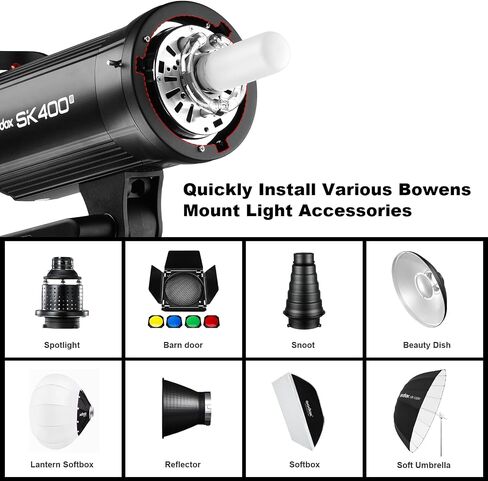 Godox 3 Pack SK400II 1200W Studio Strobe Flash Kit, 400W Bowens Mount Monolight, 24"x36" Softbox, 110" Light Stand, Umbrella, Barn Door, Carrying Case for Video Shooting,Prodoct, Portrait Photography in Saudi Arabia