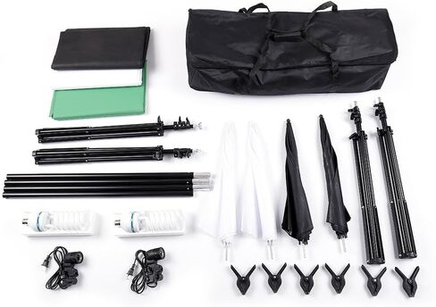 Kshioe 800W 5500K Umbrellas Softbox Continuous Lighting Kit with Backdrop Support System for Photo Studio Product, Portrait and Video Shoot Photography in Kuwait