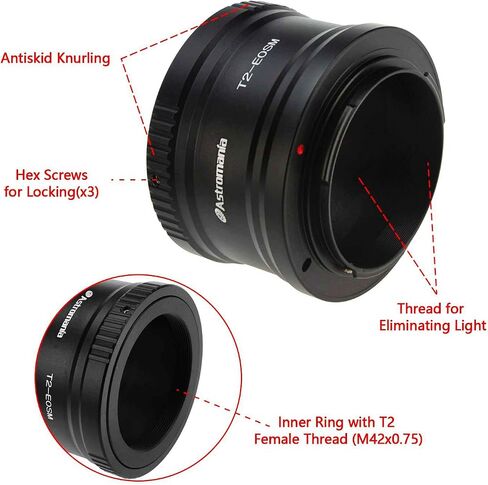 Astromania Telescope Camera Adapter, T/T2 Lens Mounting Ring and T-Mount Telescope Adapter for Sony-NEX Cameras - Precision Machined T2 Adaptor Ring for All Sony NEX Compact System Cameras in Saudi Arabia