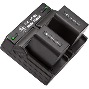 BM Premium 2 NP-FV70A High Capacity Batteries and Dual Bay Charger for Sony FDR-AX30 FDR-AX33 FDR-AX53 FDR-AX700 AX100 FDR-AXP35 HXR-MC50 MC88 NX80 PXW-Z90V NEX-VG10 VG20 NEX-VG30 NEX-VG900 Cacmorders in Kuwait