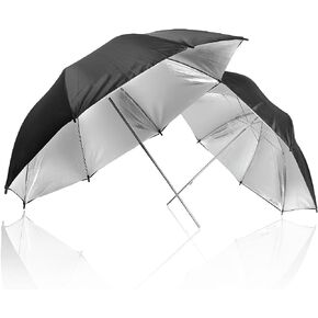 33 inch Diameter Double Layer Black/Silver Photo Umbrella Lighting Reflector for Contrast, Concentrative Light, AGG126