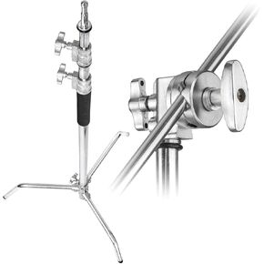 Flashpoint 10' C Light Stand on Turtle Base Kit with Two Tier Spring Loaded Riser Column, 3" GOBO Heads, Baby Pin and 40" Grip Arm, Chrome, a for Cinema Still Studios in Kuwait