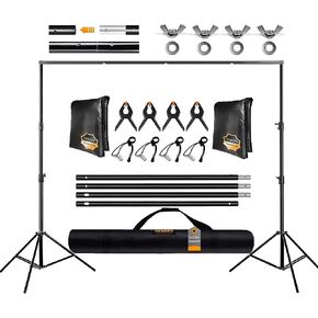 Photo Backdrop Stand Kit, Backdrop Stand for Parties 6.5x10ft Adjustable Studio Photo & Video Support System Background Support Stand with Sandbag for Photography, Birthday, Portrait, Wedding