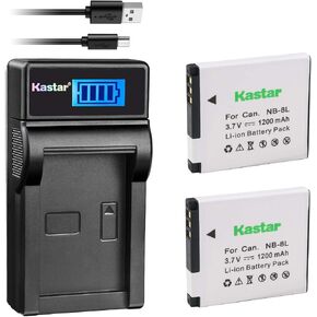 Kastar Battery (X2) & LCD Slim USB Charger for Canon NB-8L, NB8L, CB-2LAE and Canon PowerShot A2200, PowerShot A3000 is, PowerShot A3100 is, PowerShot A3200 is, PowerShot A3300 is Cameras in Saudi Arabia