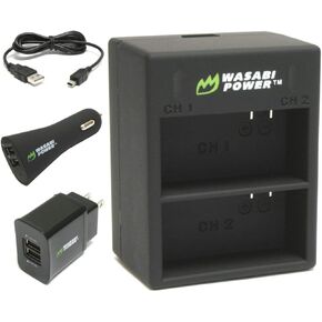 شاحن بطارية واسابي باور مزدوج USB لكاميرات جو برو هيرو 3، هيرو 3 بلس (مع مقابس السيارة والولايات المتحدة) in Kuwait
