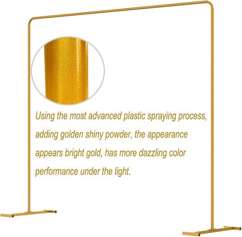 LANGXUN Heavy Duty Metal Square Backdrop Stand Arch for Wedding Birthday Graduation Decorations, Ceremony Reception, Event Party Supplies, Baby Shower Photo Booth Background Supplies (Gold) in Kuwait