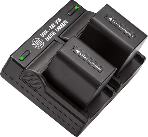 BM Premium 2 NP-FV70A High Capacity Batteries and Dual Bay Charger for Sony FDR-AX30 FDR-AX33 FDR-AX53 FDR-AX700 AX100 FDR-AXP35 HXR-MC50 MC88 NX80 PXW-Z90V NEX-VG10 VG20 NEX-VG30 NEX-VG900 Cacmorders in Saudi Arabia