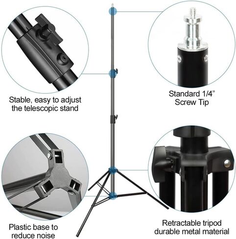 Heavy Duty Light Stand 9.5ft, Aluminum Alloy Lights Stand Spring Cushioned Adjustable Photo Video Lighting Stand, Photography Studio Tripod Stands for Flash LED Video Lights, Ring Lighting, Softboxes in Saudi Arabia