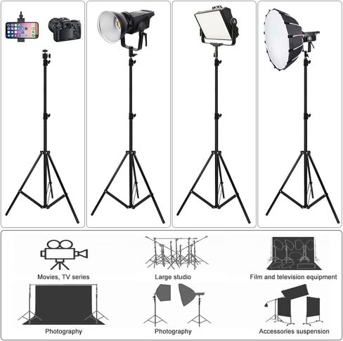 Heavy Duty Light Stand 9.5ft, Aluminum Alloy Lights Stand Spring Cushioned Adjustable Photo Video Lighting Stand, Photography Studio Tripod Stands for Flash LED Video Lights, Ring Lighting, Softboxes in Saudi Arabia