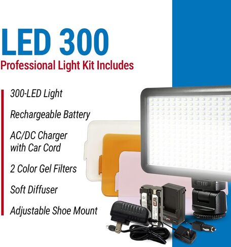 Vidpro LED-150 Photo and Video Light Kit - On Camera Panel LED Light - Adjustable and Dimmable Light Fits Cameras Video Camcorders and DLSR w/Hot Shoe Includes Rechargeable Battery Diffuser and More in Saudi Arabia