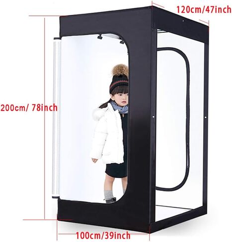 Light Box Photography LED Photo Studio Large Lightbox Professional 47x39x78 inch Dimmable Video Continuous Lighting Cube Shooting Tent Kit for Product Photography with Blue/White/Black PVC Backgrounds in Kuwait