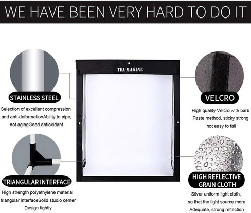 Light Box Photography LED Photo Studio Large Lightbox Professional 47x39x78 inch Dimmable Video Continuous Lighting Cube Shooting Tent Kit for Product Photography with Blue/White/Black PVC Backgrounds in Kuwait