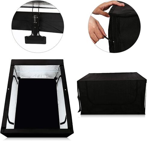 Light Box Photography LED Photo Studio Large Lightbox Professional 47x39x78 inch Dimmable Video Continuous Lighting Cube Shooting Tent Kit for Product Photography with Blue/White/Black PVC Backgrounds in Kuwait