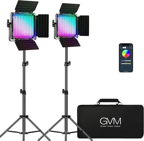 GVM RGB Video Lighting, Bi-Color Led Video Light Kit with APP Control, 2 Packs 850D Photography Lighting Kit CRI 97+ for Web Conference, YouTube, Gaming, Zoom, Aluminum Alloy Shell in Saudi Arabia