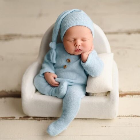 Newborn Photography Props Outfit Baby Boy Girl Crochet Hat Pants Baby Props | Baby Boy Photoshoot Props Boys,Newborn Picture Outfit,for Boys Girls 0-3 month,Newborn Outfit Photoshoot Hat & Foot Romper in Saudi Arabia