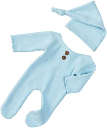 Newborn Photography Props Outfit Baby Boy Girl Crochet Hat Pants Baby Props | Baby Boy Photoshoot Props Boys,Newborn Picture Outfit,for Boys Girls 0-3 month,Newborn Outfit Photoshoot Hat & Foot Romper in Saudi Arabia