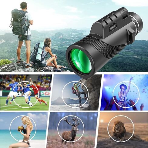 40 × 60 Monocular Telescope, with Smartphone Mount Tripod FMC Coated BAK4 Prisms Waterproof Fogproof Bifocal Monoculars for Bird Watching Travel Concerts in Kuwait