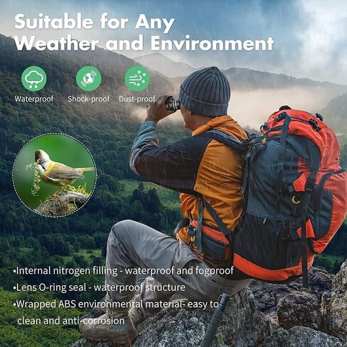 40 × 60 Monocular Telescope, with Smartphone Mount Tripod FMC Coated BAK4 Prisms Waterproof Fogproof Bifocal Monoculars for Bird Watching Travel Concerts in Kuwait