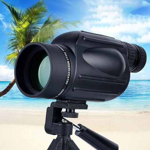 Monocular, Zoom Monocular Telescope, Waterproof High Power Spotting Scope Fully Versatile Coated Optical Glass Lens + Phone Clip+Tripod,Standard in Kuwait