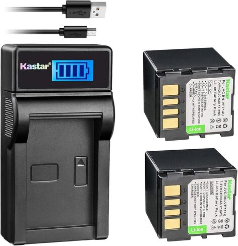 Kastar Battery X2 & Slim LCD Charger for JVC BN-VF707 VF707U VF707UE VF707US BN-VF714 VF714L VF714U VF714UE VF714US BN-VF733 VF733U VF733UE VF733US JVC GR-D239 GR-D240 GR-D245 GR-D247 GR-D250 GR-D270 in Saudi Arabia