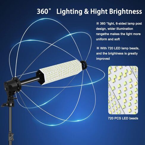شيرتال فانوس سوفت بوكس 65 سم 110 واط LED للتصوير الفوتوغرافي مع حامل اضاءة وشنطة حمل وجهاز تحكم عن بعد، ضوء فيديو قابل للتعتيم 3000-5500 كلفن للبث المباشر/المكياج/اليوتيوب، ضوء ناعم وغير مبهج in Kuwait