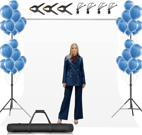 Backdrop Stand 10x10ft, Back Drop Stand for Party | Adjustable Photo Background Stand Support Kit with 6 Clamps, 2 Sandbags and Carry Bag for Parties Wedding Photography in Saudi Arabia