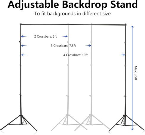Background Stand,Adjustable Photo Backdrop Stand with Carry Bag for Photography Photo Video Studio, Photography Studio, Birthday Party (6.6 x 10 ft) in Saudi Arabia