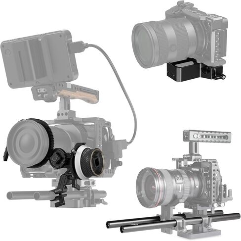 SmallRig Mini Follow Focus Kit، مع Mini F40 Follow Focus 3010C و2 قطعة 15 مم قضيب سبائك الألومنيوم الأسود (M12-30cm) 12 بوصة in Kuwait