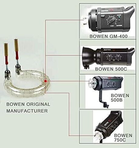 أنبوب فلاش Bowens BW2030 مطلي بالأشعة فوق البنفسجية لجميع أنواع Gemini 200/400/250R/500R والأسبريتس السابقة إلى زجاج الكوارتز 500ws in Kuwait