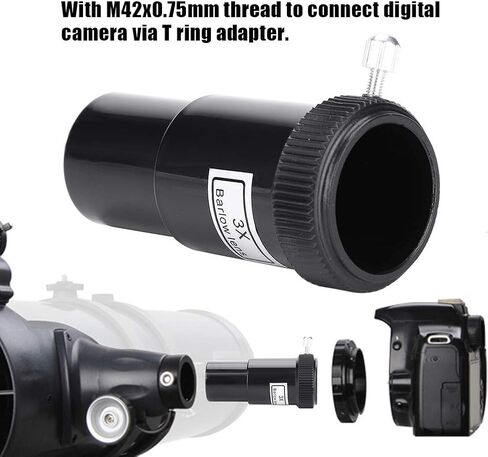 عدسة Pupilash Barlow - عدسة بارلو 3X مقاس 0.96 بوصة/24.5 مم 3X عدسة بارلو بلاستيكية لعدسات التلسكوب الفلكي in Kuwait