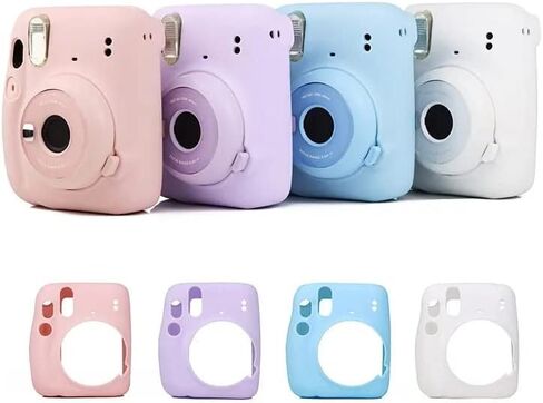 Camera Silicone Protective Case for Fujifilm Instax Mini11 Mini 11 Shell Protective Cover Soft Shell Solid Color Scratch-Proof Case (White) in Kuwait