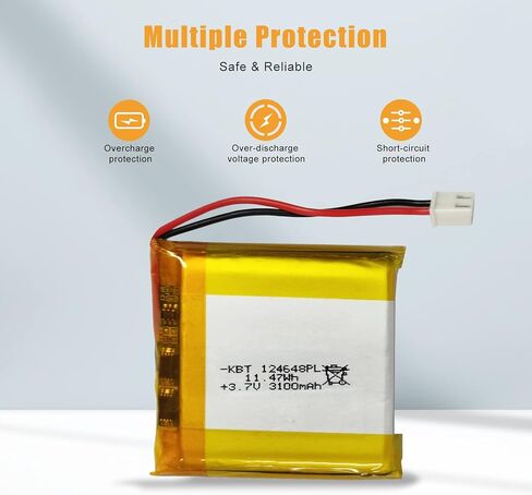 KBT 3.8V 2000mAh Li-Polymer Battery: 754444 Lipo Rechargeable Lithium-ion Replacement Batteries with JST Connector for Ar duino NodeMCU ESP32 Development Board Raspberry Pi UPS Board in Kuwait